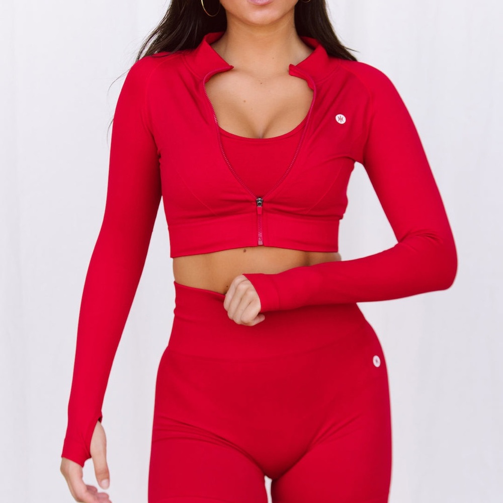 Astoria VELOCITY Seamless Zip Up and Leggings in Cherry
